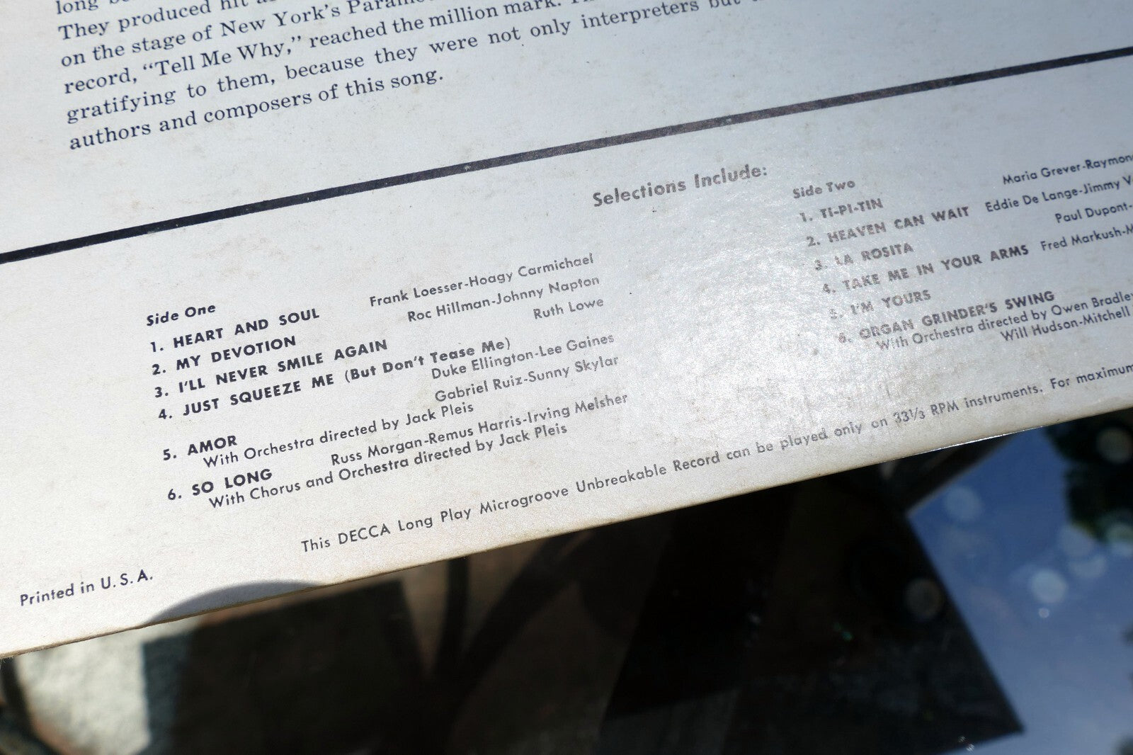 Four Aces Heart And Soul Record Album Vinyl LP DL 8228 Decca 1956