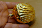 Blown glass christmas ornament 2.5" sea shell gold tone