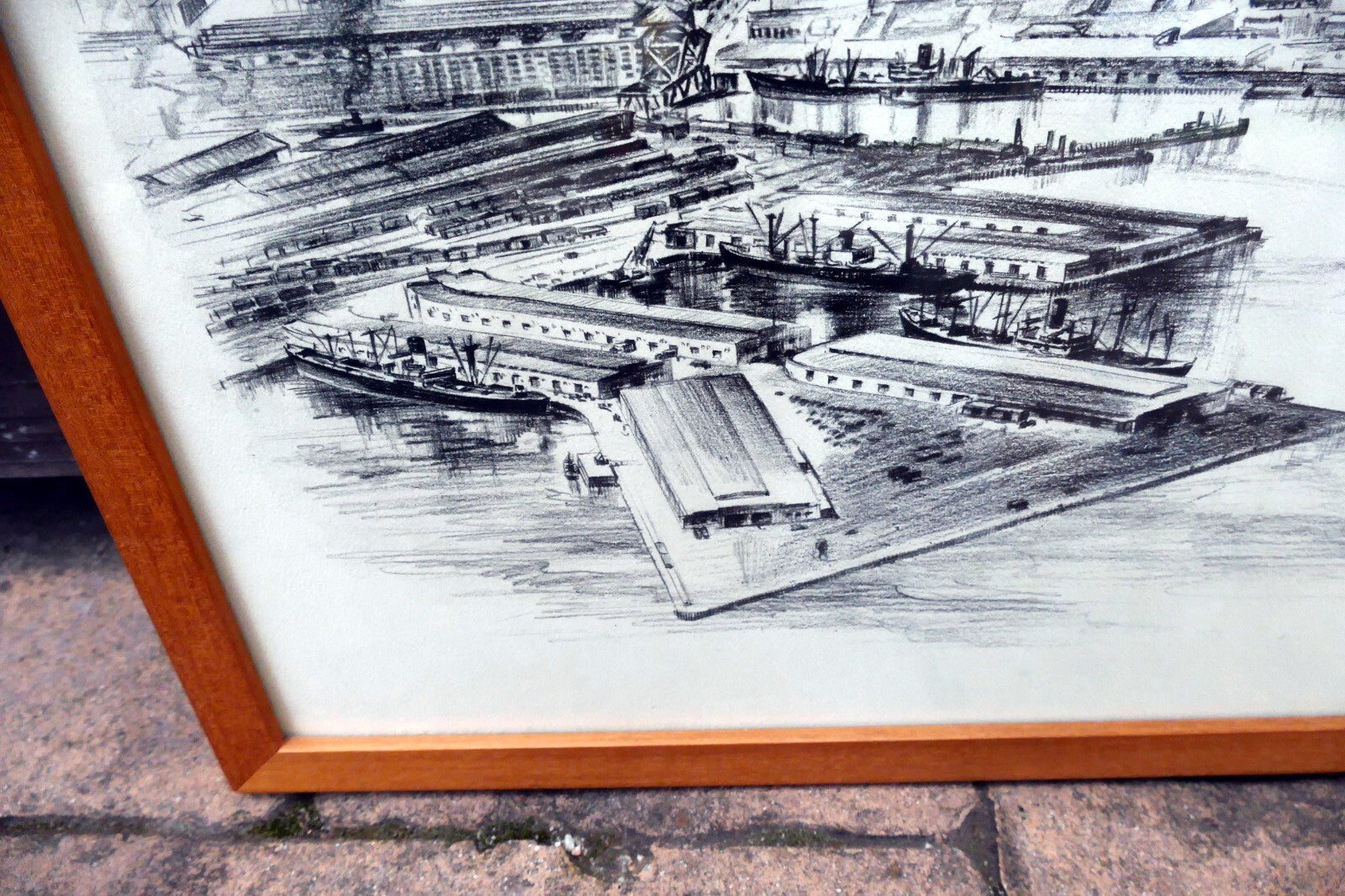 San Francisco harbor print Golden Gate Water front 1940's California USA