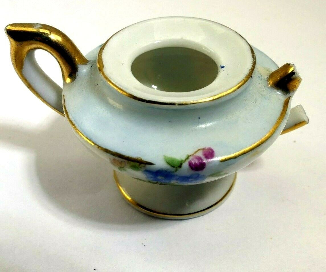 Miniature sugar china violets flowers porcelain japan 4x2cm floral design