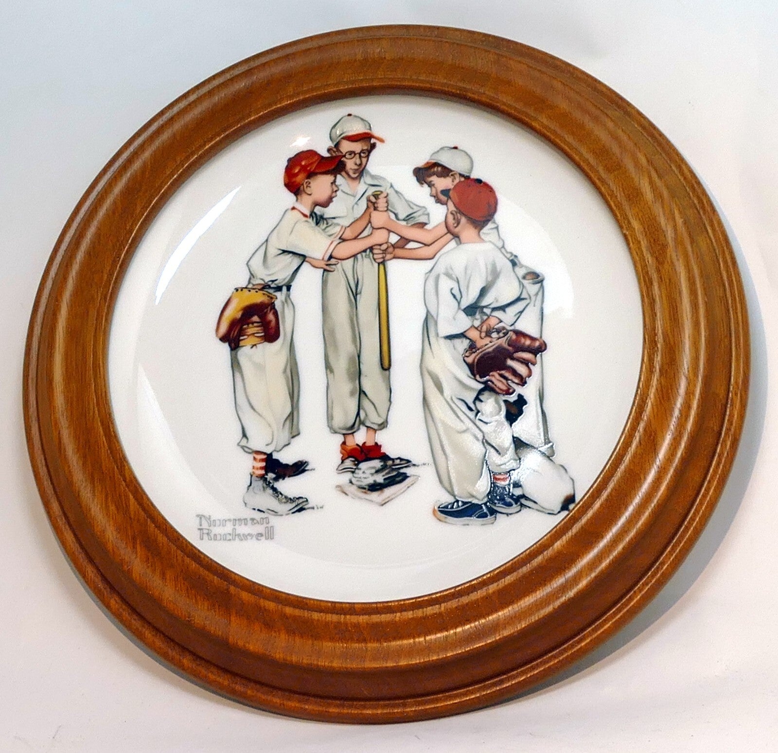 1992 dave grossman choosin' up sporting boys series norman rockwell plate framed