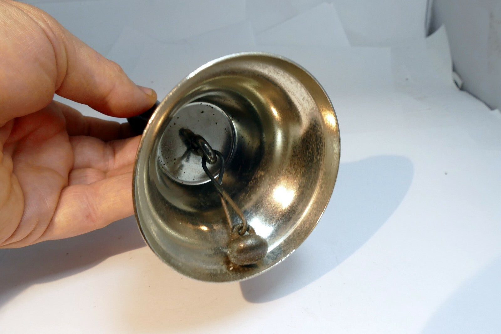 2" Steel metal School Diner Bell with wooden handle