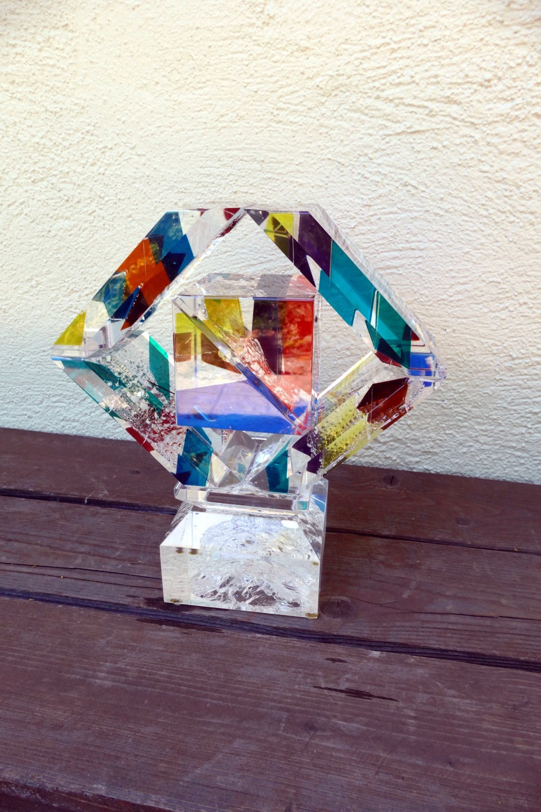 Rod R. Garrett Artist Acrylic Table Modern Sculpture Signed "New Ounce" 1999