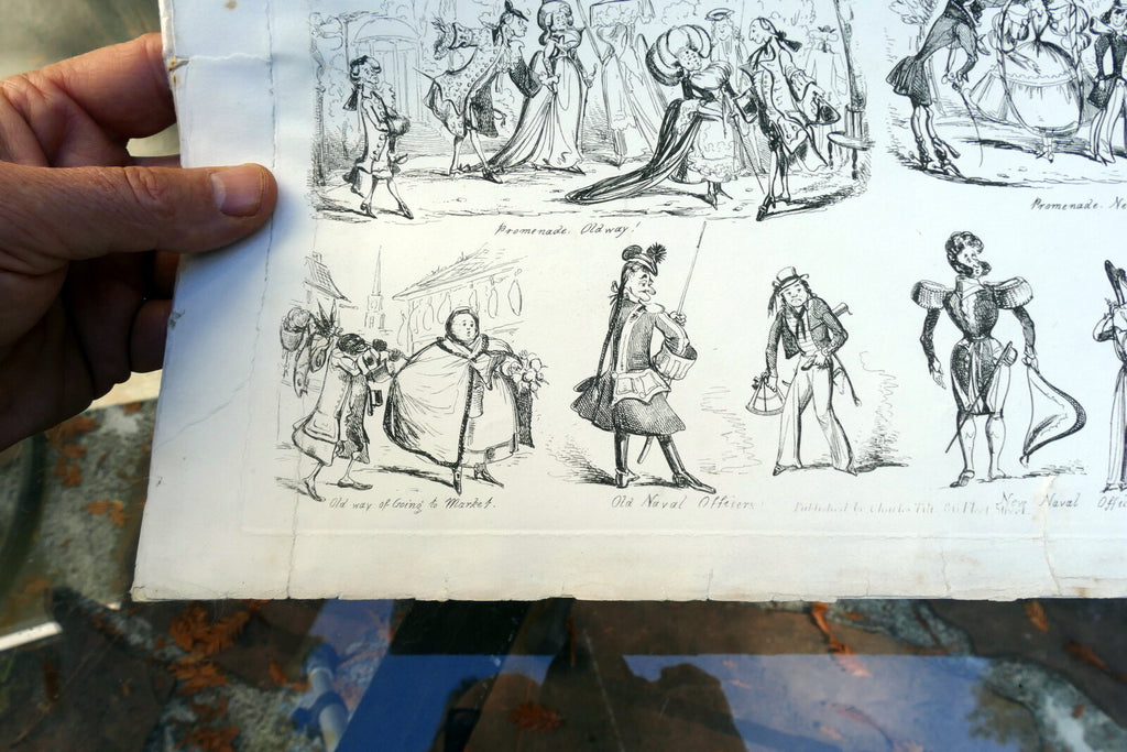 Old WAY'S & NEW WAY'S No 1 HENRY HEATH CARICATURE PRINT 1840 Victorian