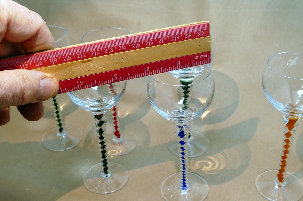 Goblet DSOT stem Conical Foot Green orange Blue Twisted crystal shot multi color