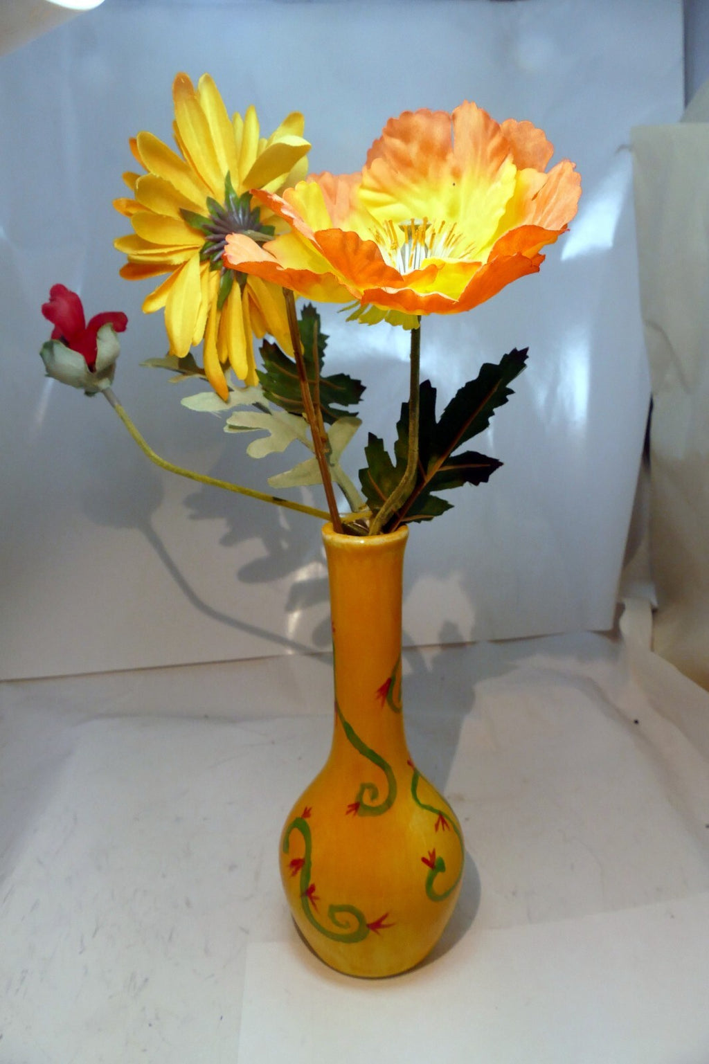 Alison 7" Yellow Glazed Vase, Flower Vase 17cm tall