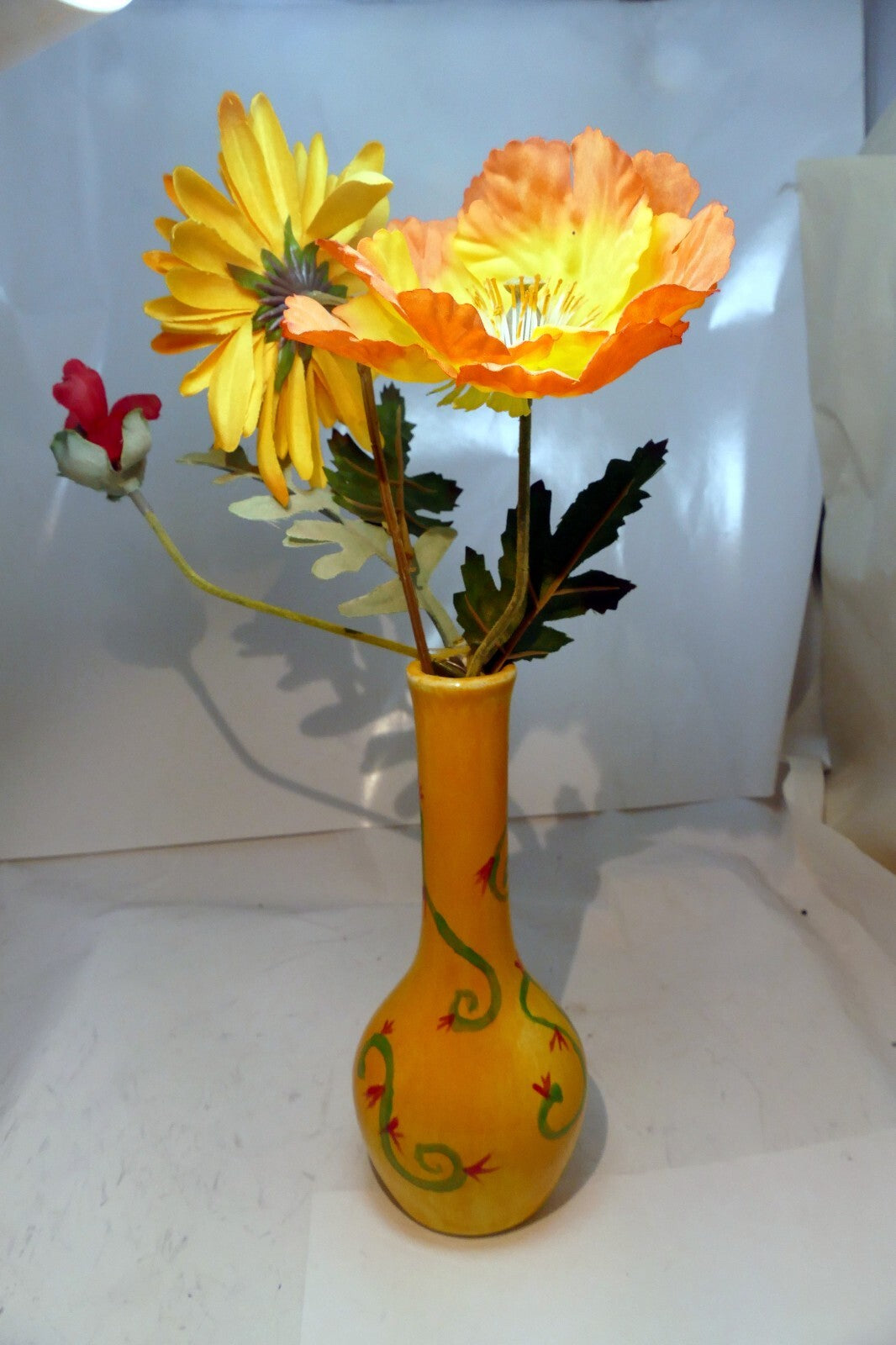 Alison 7" Yellow Glazed Vase, Flower Vase 17cm tall