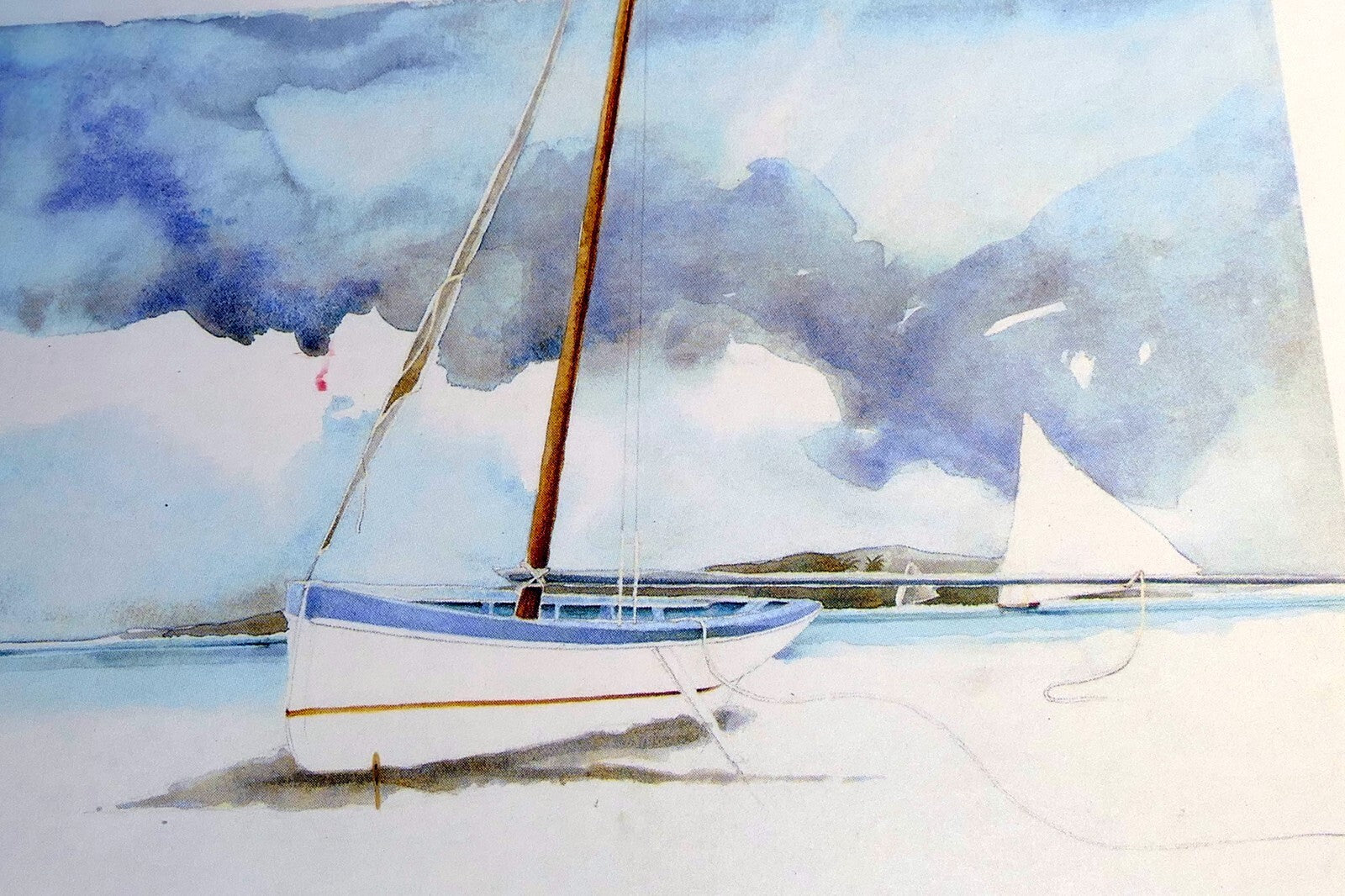 Antoine chapon seascape st martin watercolor caribbean scene postcard   posted