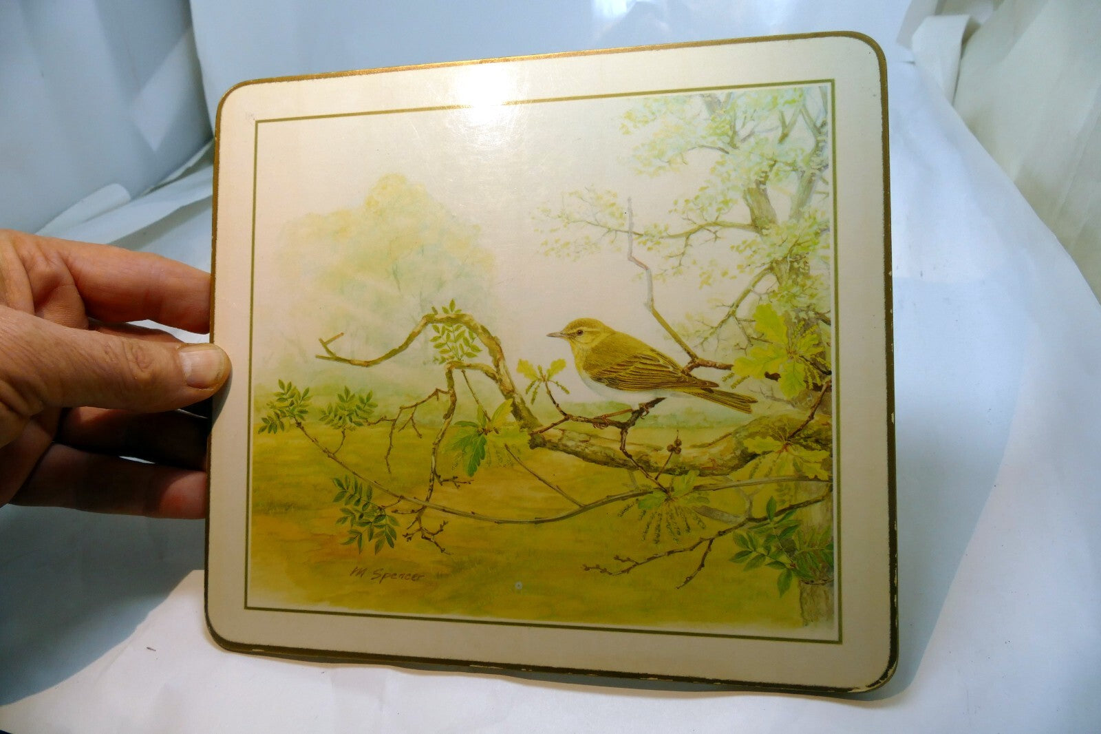 Bird Placemat  mat 7X8" by M. Spencer Birds - vintage