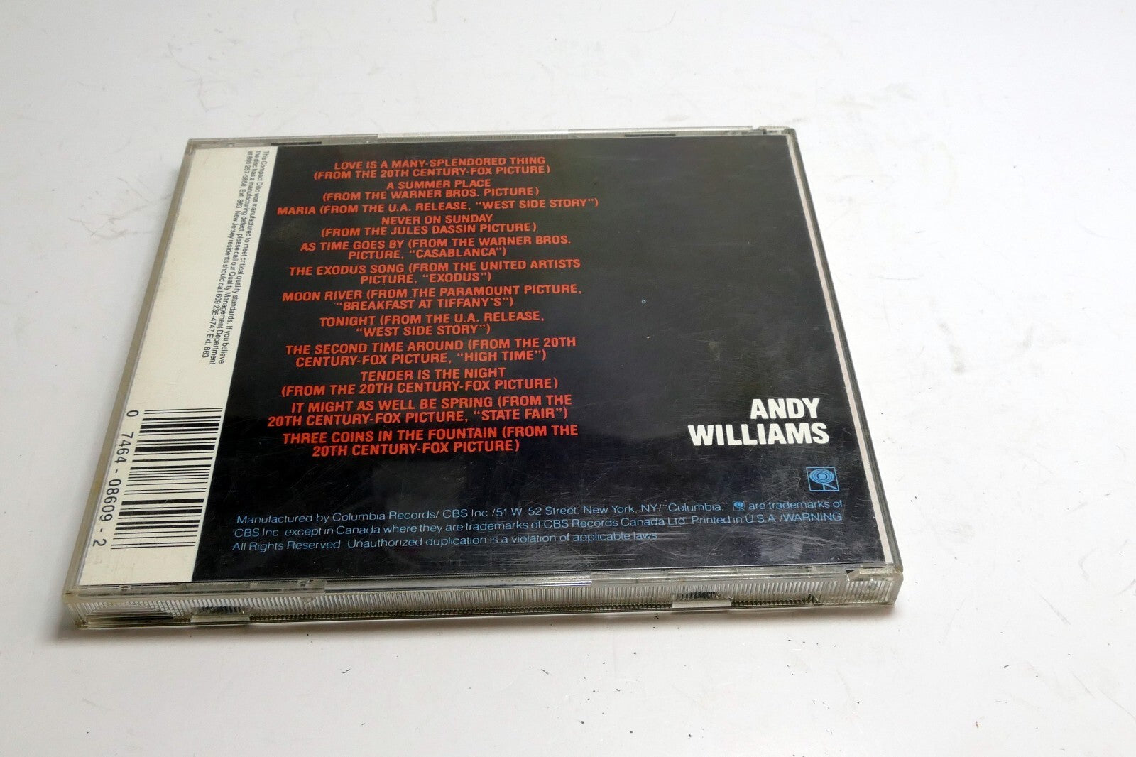 Moon River & Other Great Movie Themes Audio CD By Andy Williams CK 8609 Columbia