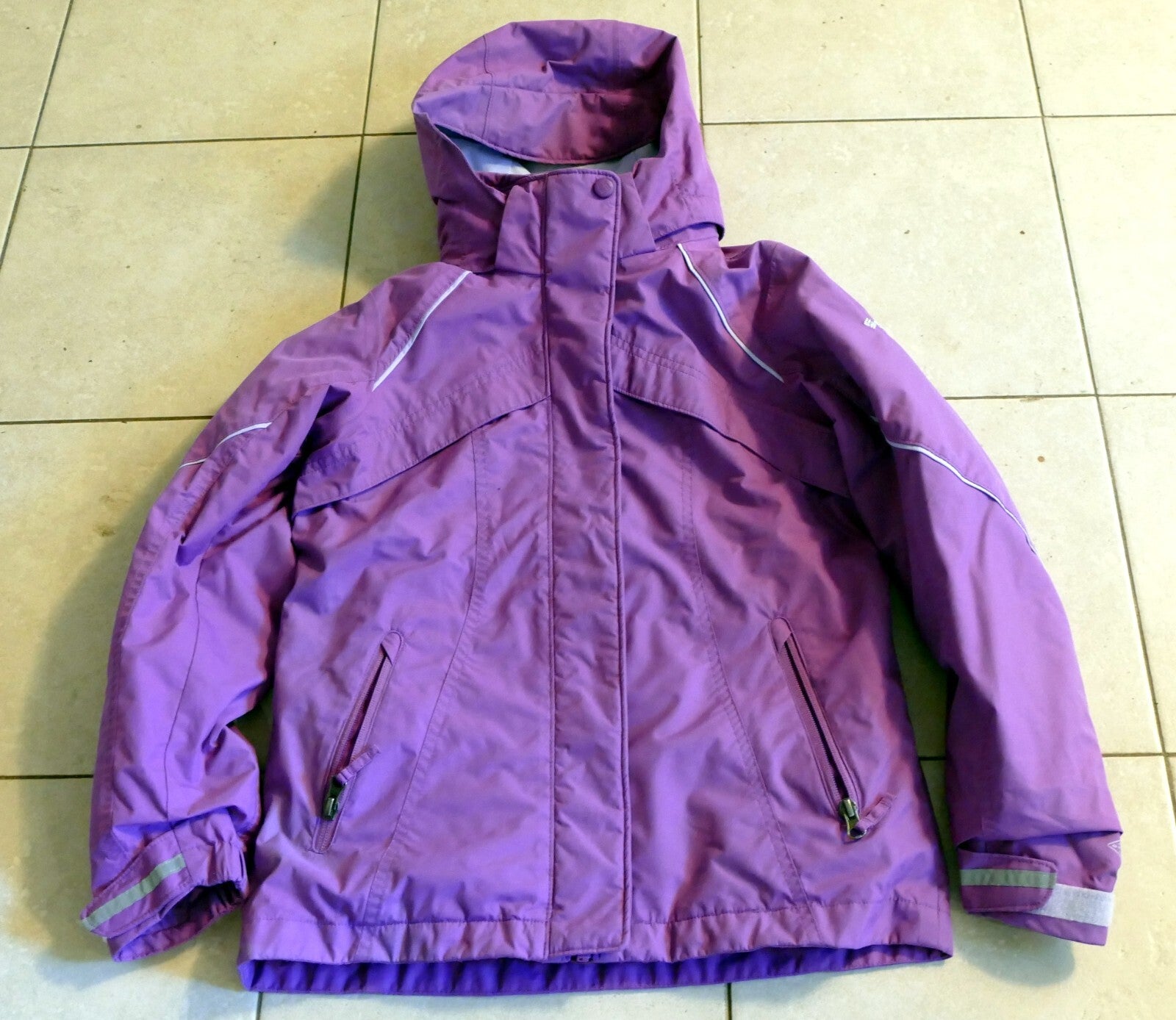 Columbia girl's warm zip up jacket sz. m 10/12 purple removable inner felt