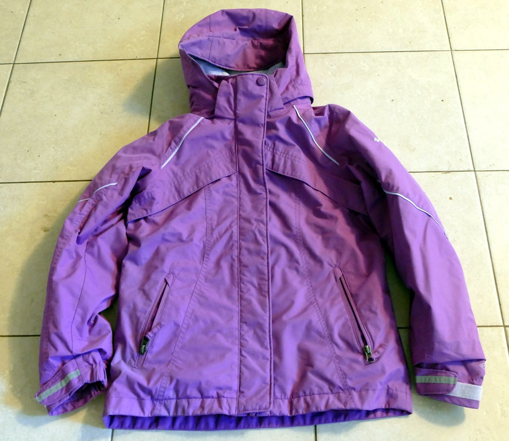Columbia girl's warm zip up jacket sz. m 10/12 purple removable inner felt