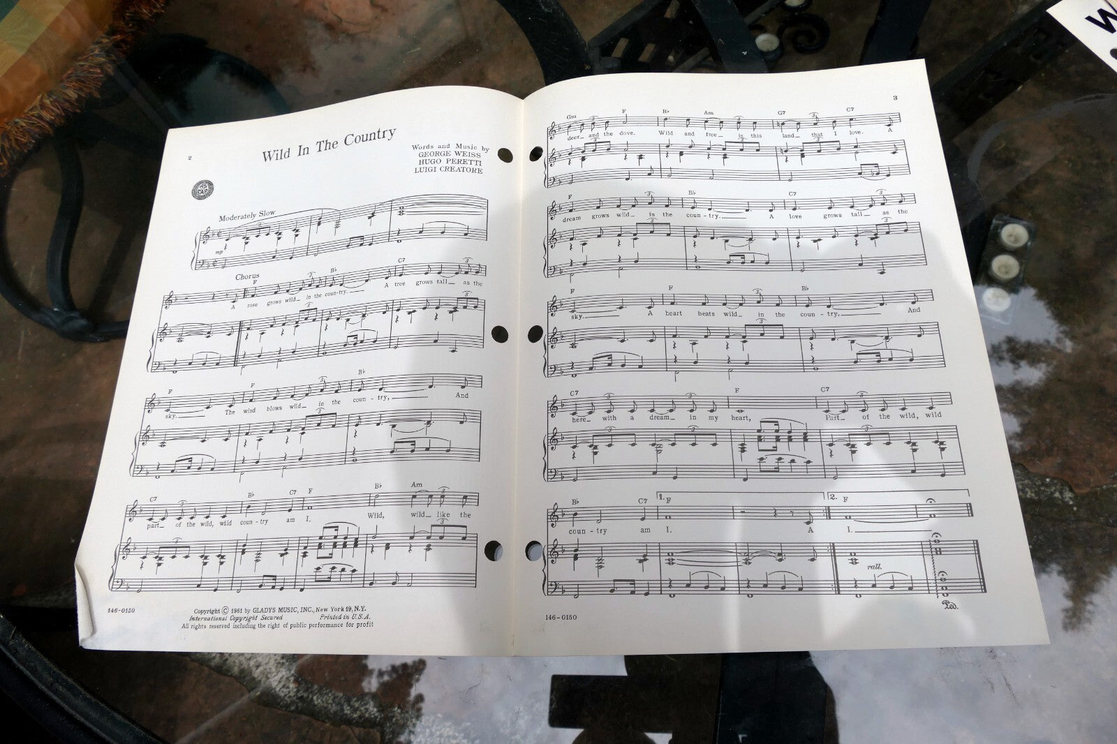 Wild in The country Weiss Peretti Creatore  sheet music 1961 Presley