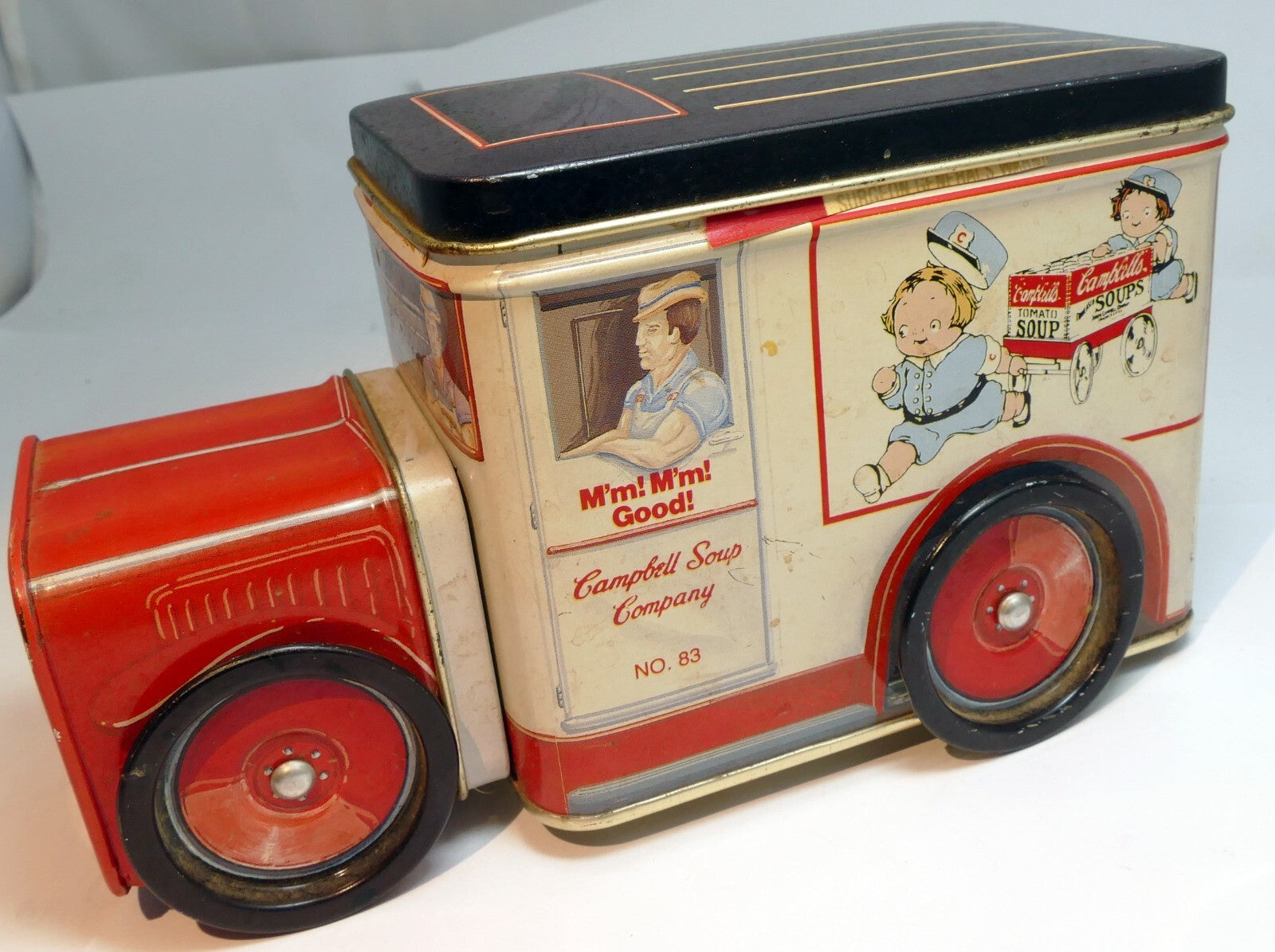 Campbell's soup tin box co truck car with wheels lid no 83 usa americana design