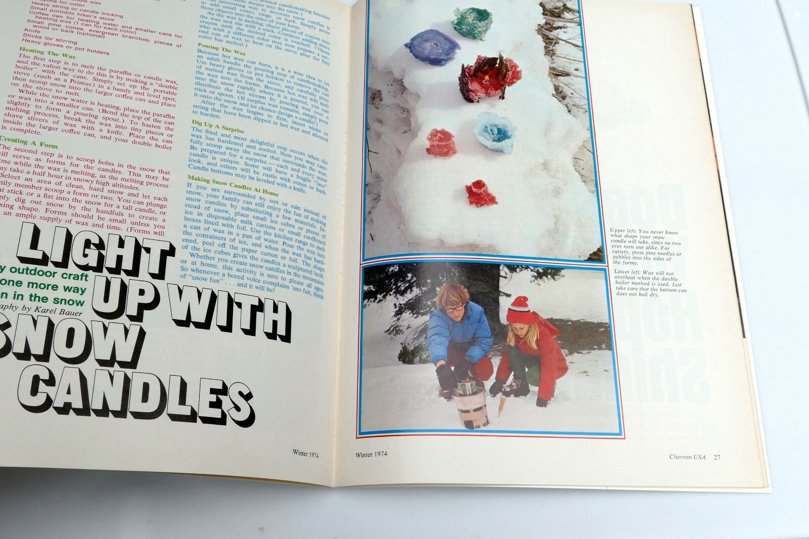 Winter 1974 Chevron USA Travel Club Magazine Snowshoeing Christmas Tennis