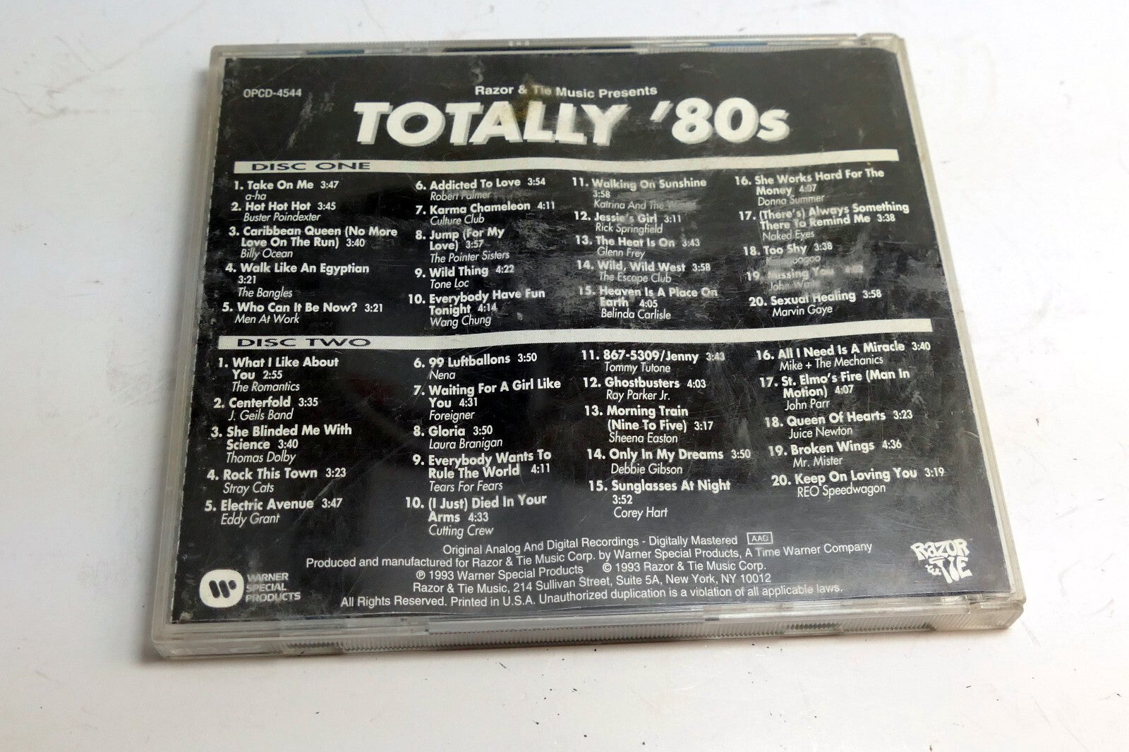 Cover art only Razor & Tie Music Presents Totally '80s OPCD4544 (NO CD included)