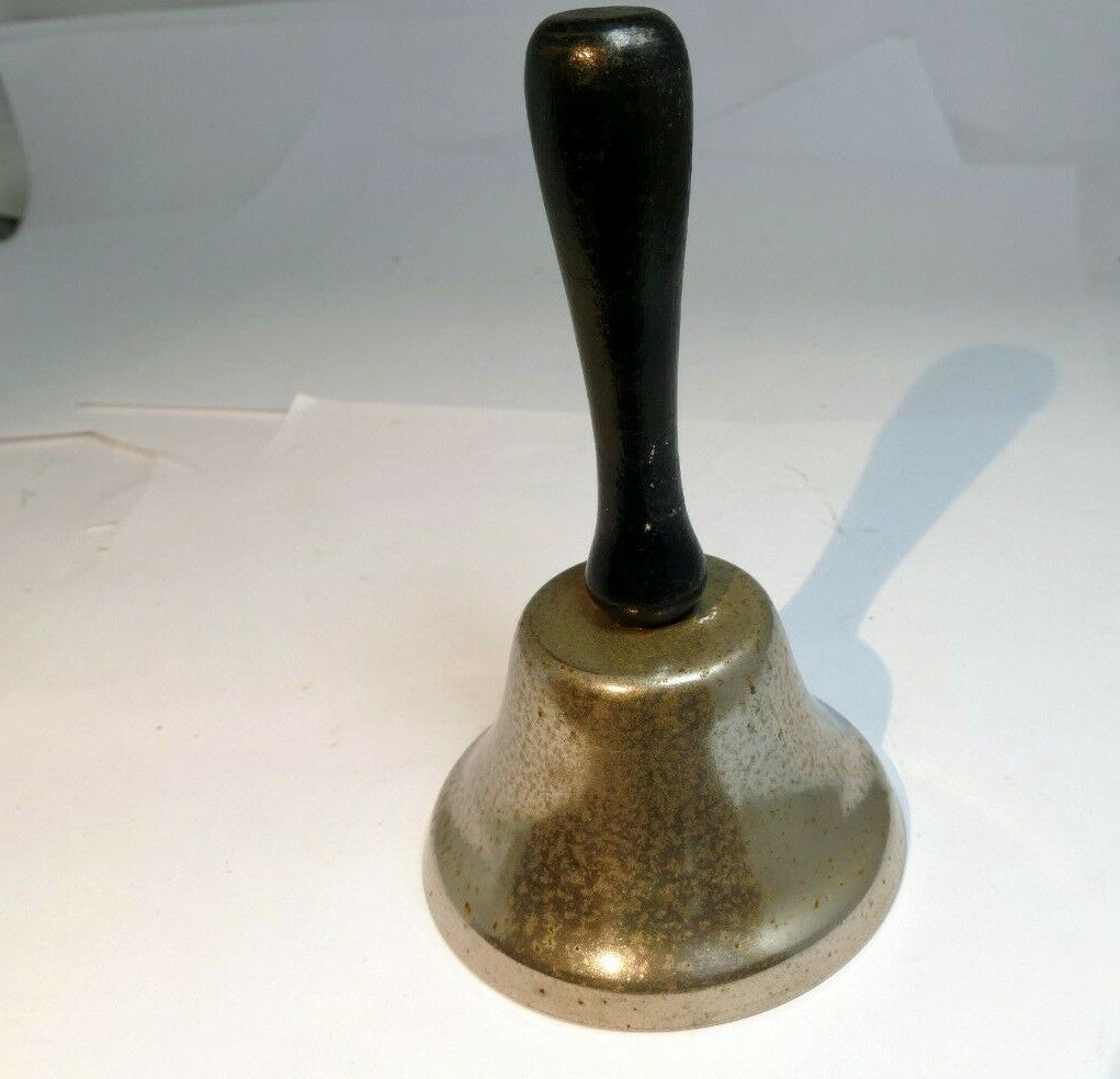 2" steel metal school diner bell with wooden handle
