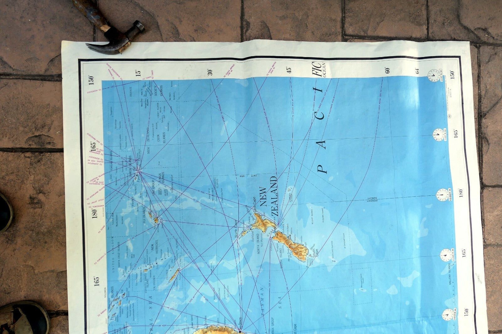 Australia New Zealand S. Pacific Ocean 40X56" extra Large MAP  
