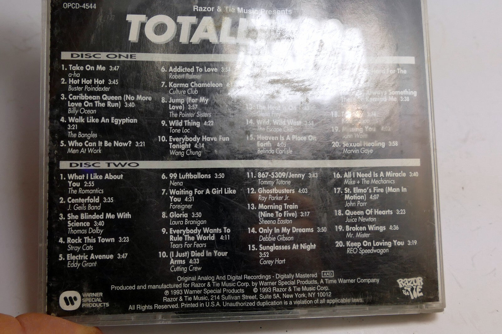 Cover art only Razor & Tie Music Presents Totally '80s OPCD4544 (NO CD included)
