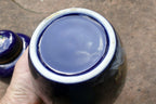 Kutani Ware Cobalt Blue Peacock/Floral Hand Painted Ginger Jar 5.5" tall 2 pack