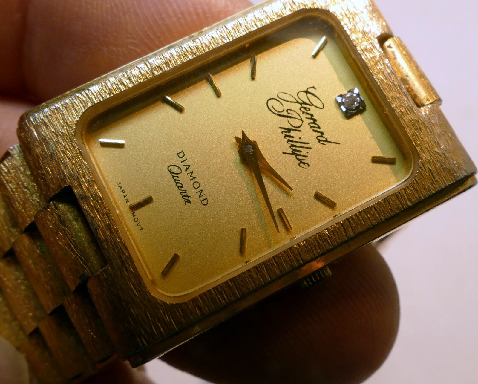 Gerrard phillipe diamond quartz 18k plated gold tone watch