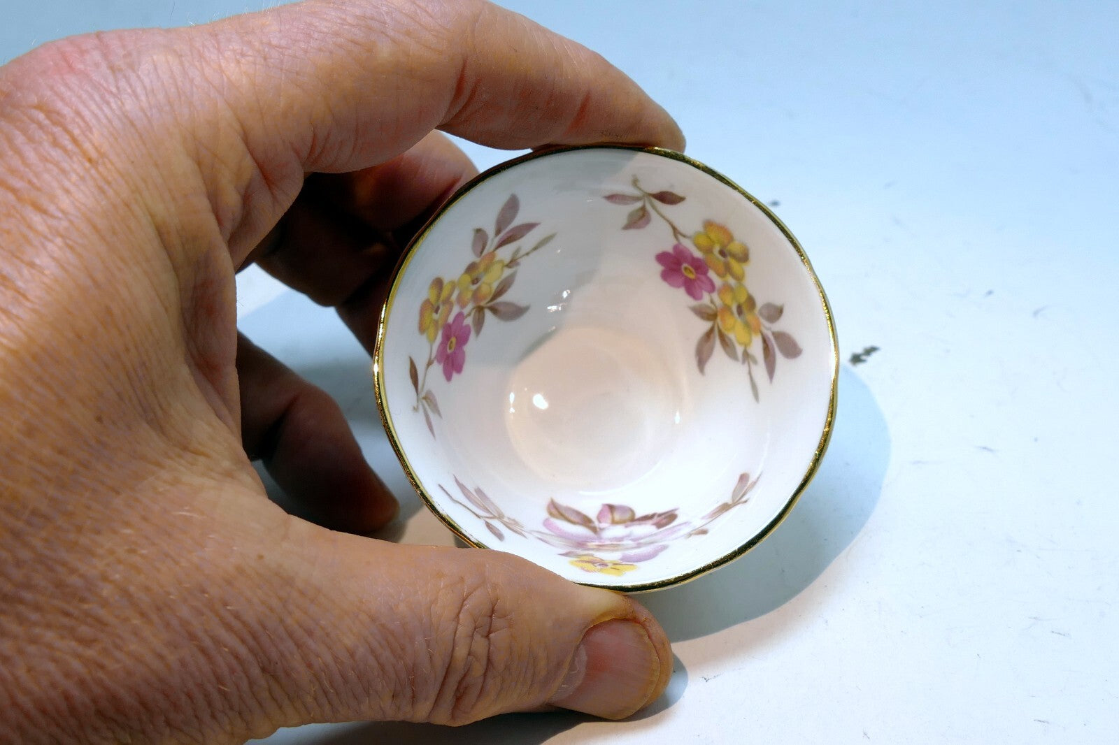 REGENCY ENGLISH BONE CHINA SUGAR BOWL Yellow and Pink