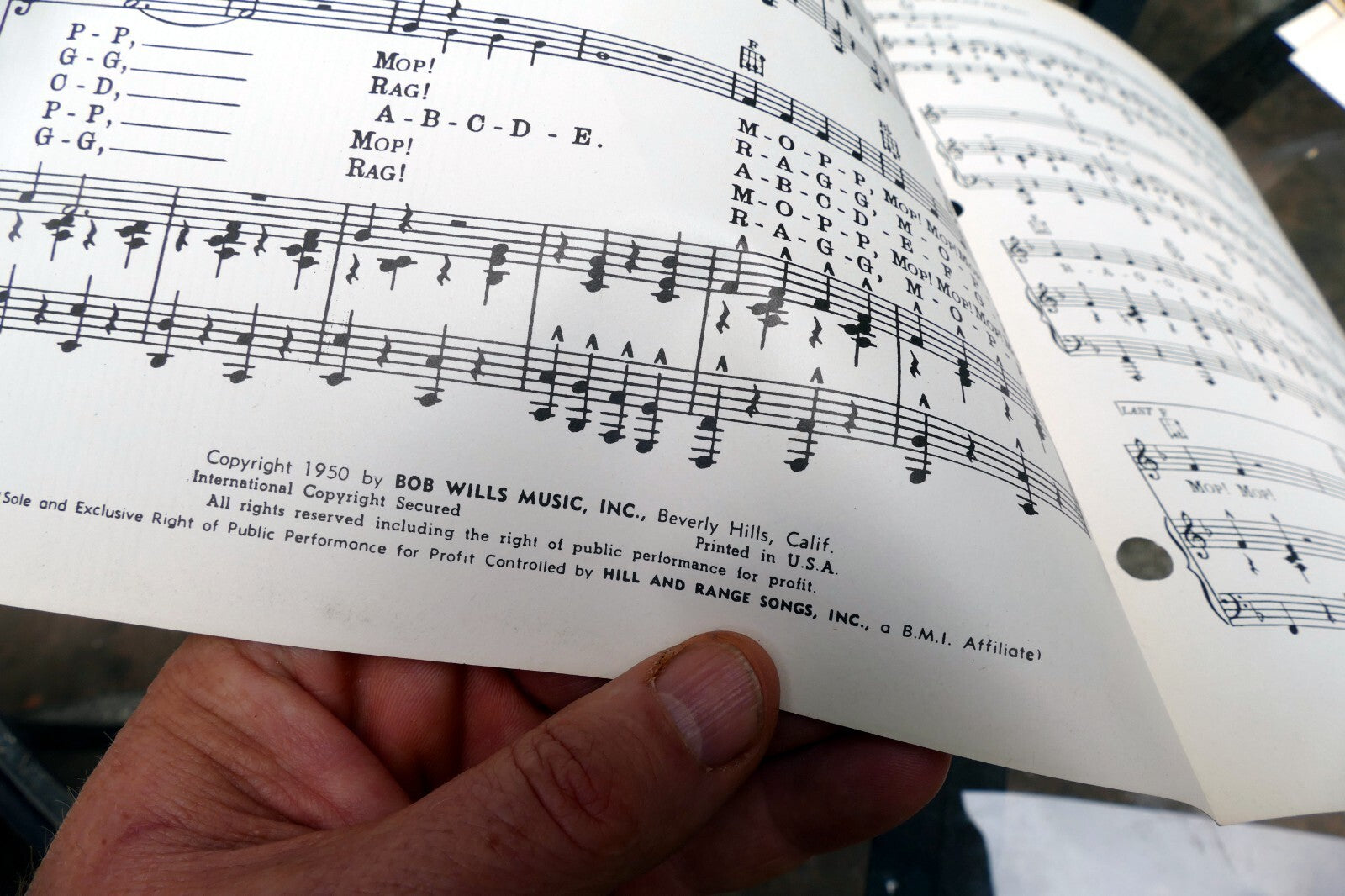 Rag Mop Johnnie Lee Wills Deacon Anderson  1950  Sheet Music Boys