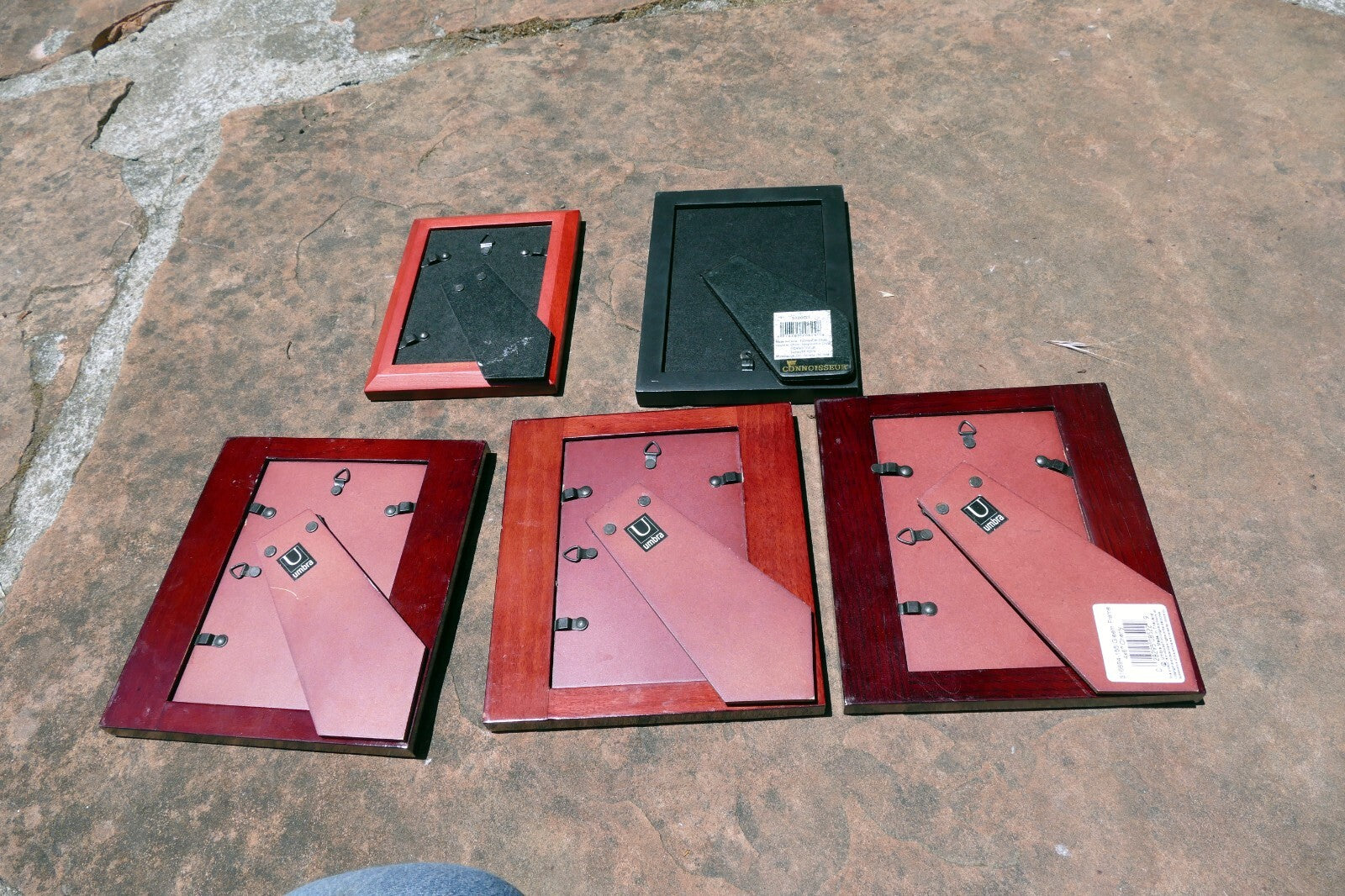 Wooden 4X6" & 3X5"  Picture Photo Frame Rose Red tone Pack of 5 mixed lot