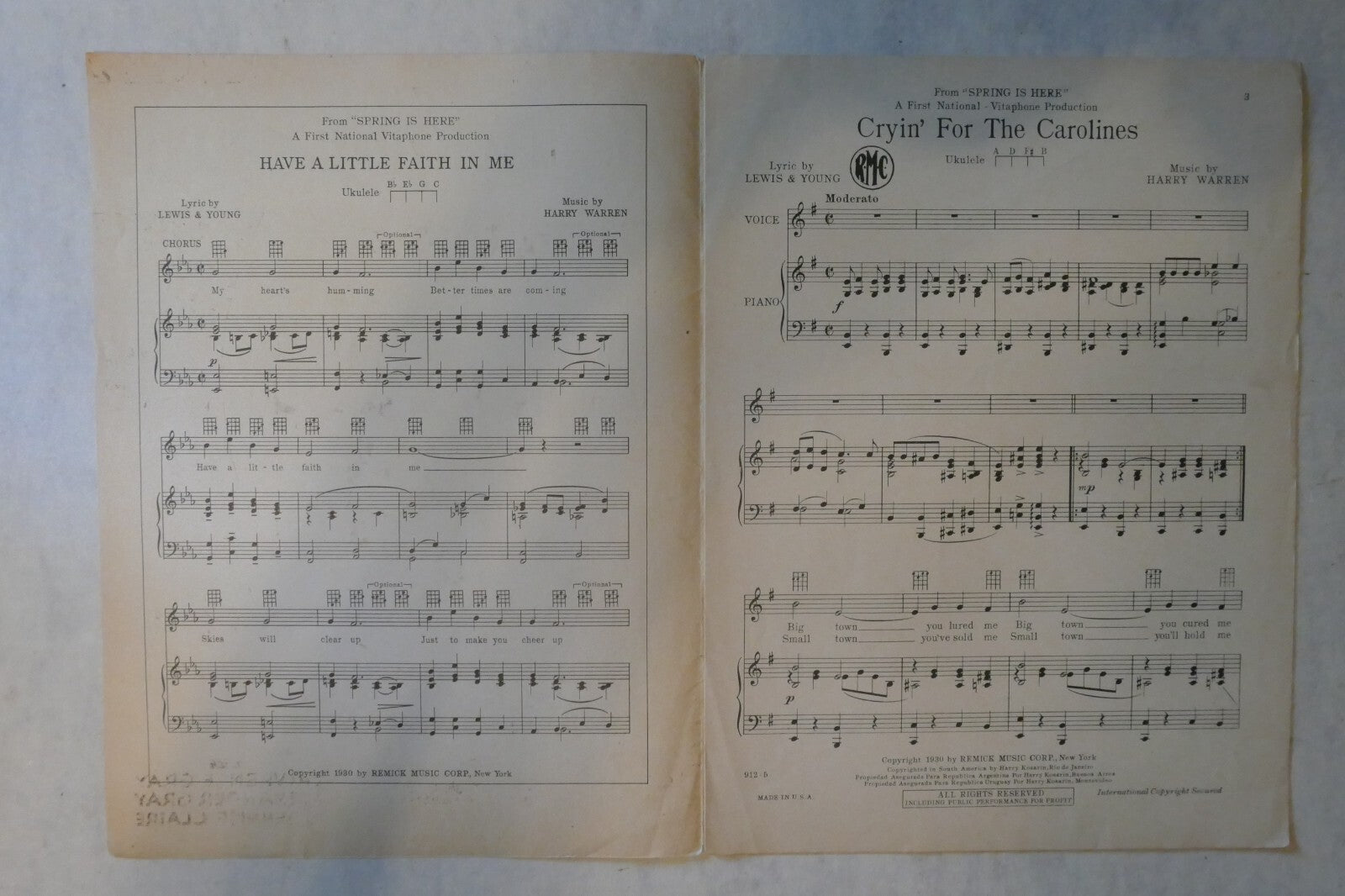 Cryin' For The Carolines, 1930, by Sam Lewis, Joe Young and Harry Warren