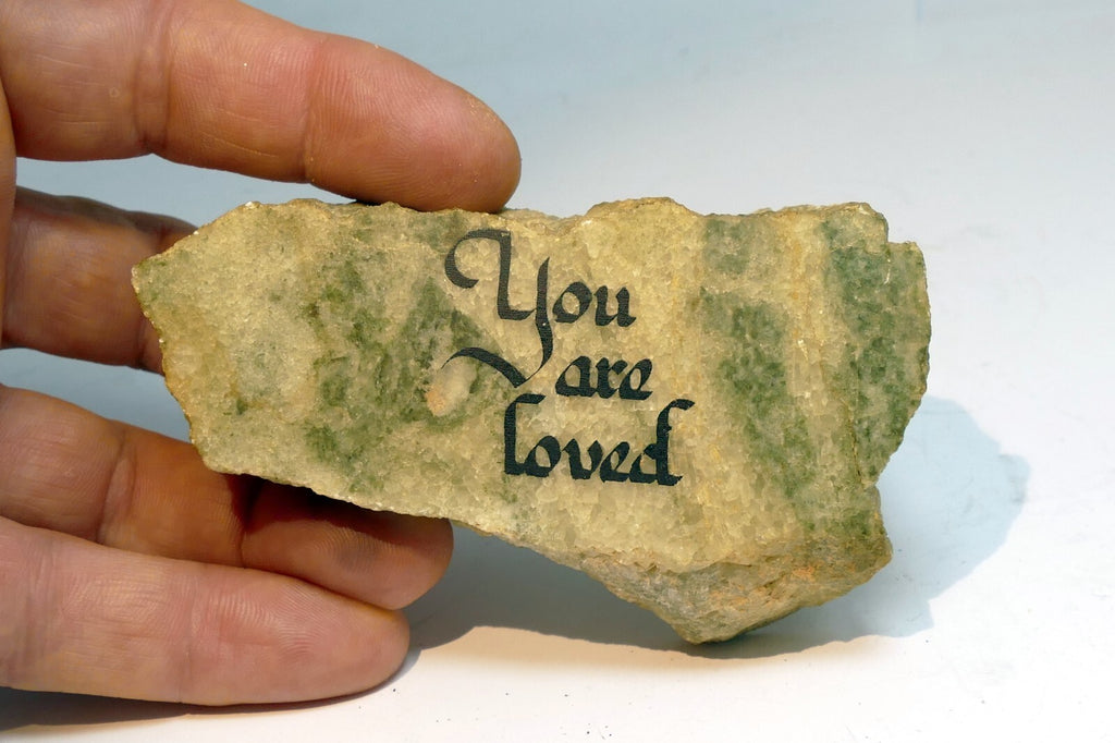 You Are Loved Granite Stone Plaque Israel  Religious 4" long