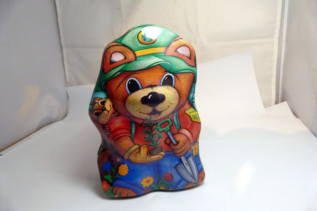 Metal Tin/Container Cookie/Biscuit Bear Ranger Boy Scout  4X7"