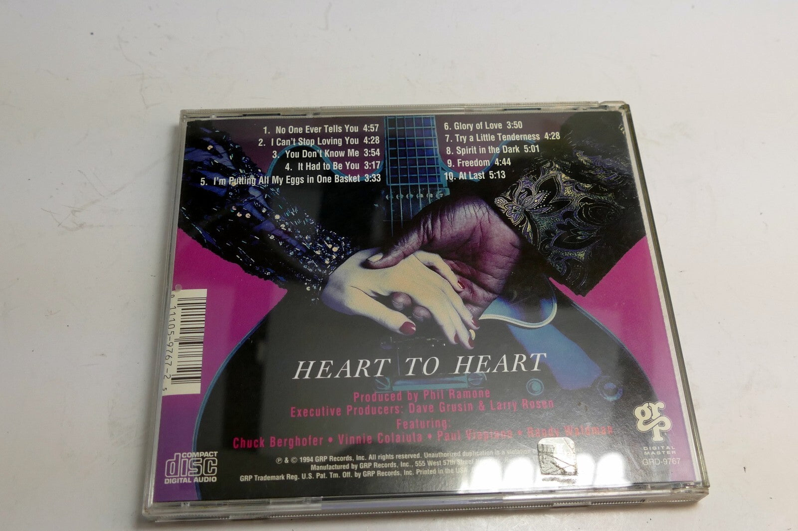 Cover art only Diane Schuur Heart to Heart BB King GRD-9767 -  (NO CD included)