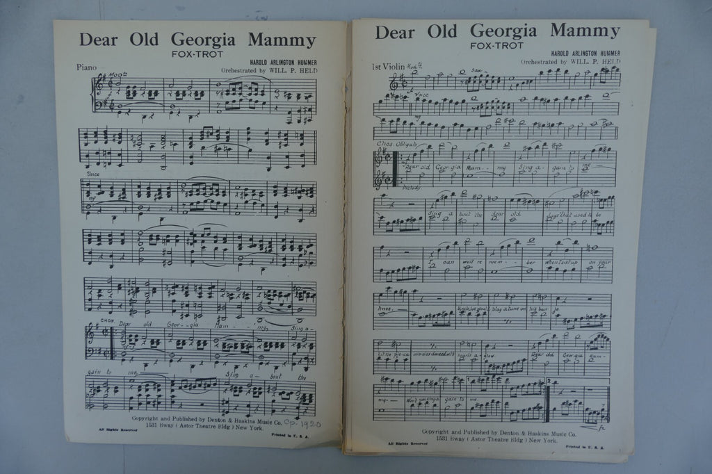 Dear Old Georgia Mammy 1920, by Harold Arlinghton Hummer