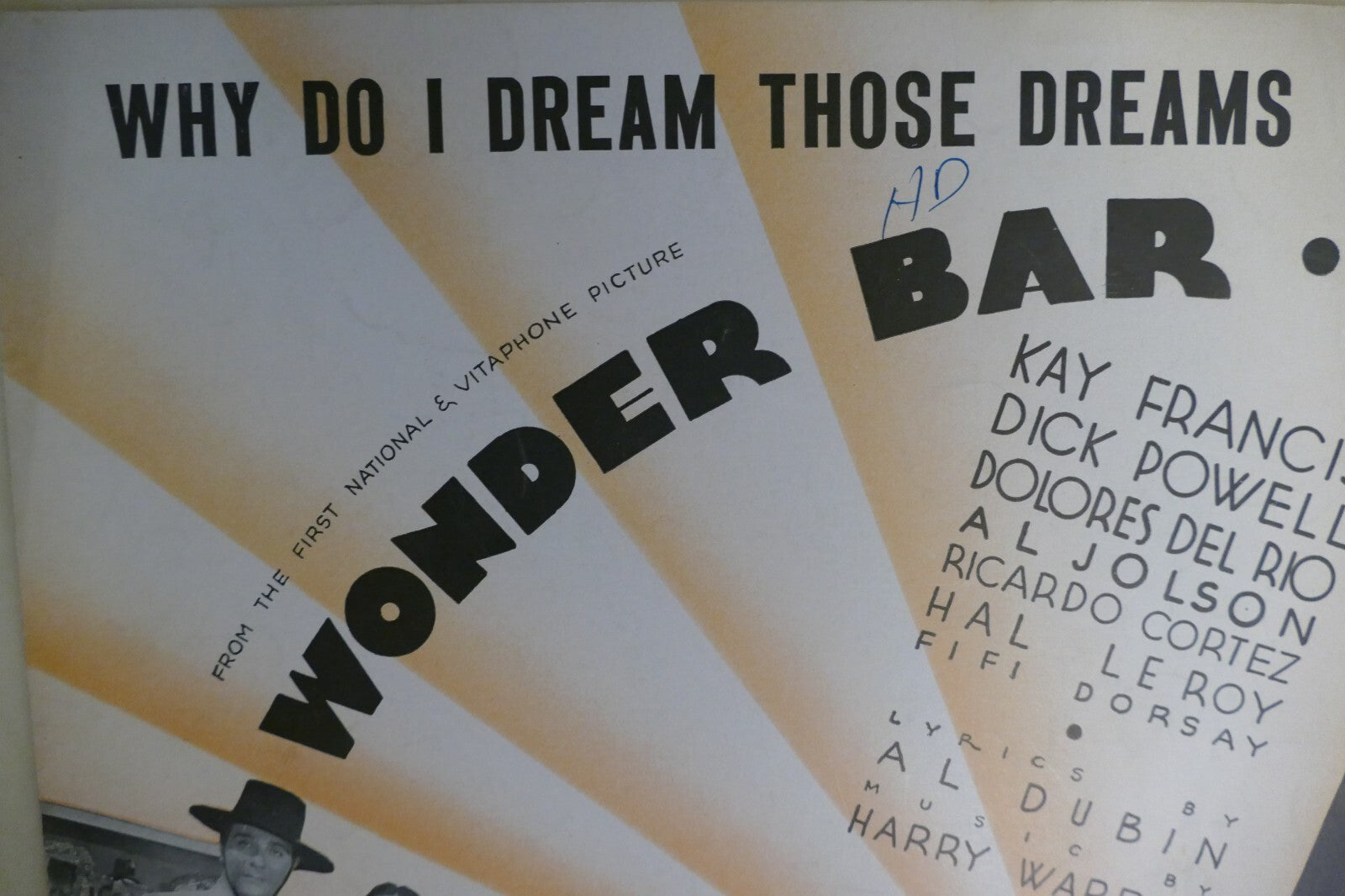 Why do i dream those dreams sheet music 1934 by harry warren and al dubin from wonder bar