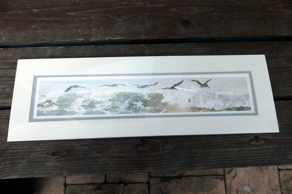 3X18" shorebirds pelicans flying Print R. folk NWS