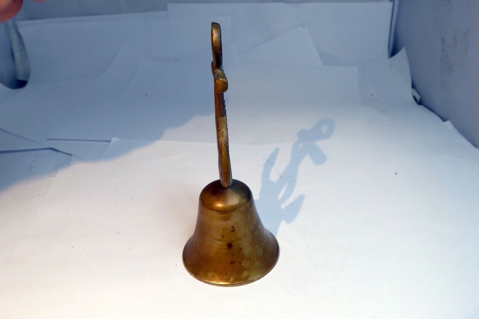 1.5" Solid Brass metal Bell with nautical Anchor missing clapper 