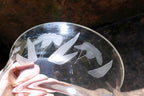 Glass Bowl Crystal Clear  Lilies Etched Frosted 6.5" Flowal Design Depression