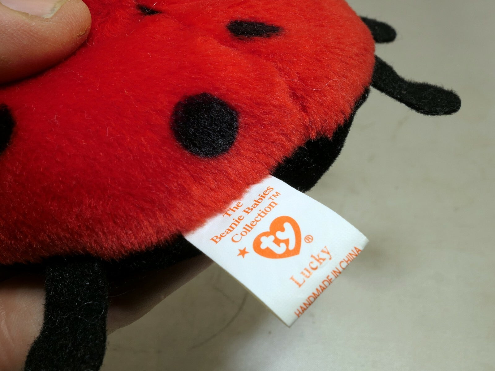 TY Lucky Beanie Baby With Tag Year 1993 ERROR  5-1-1995  Plush Toy Lady Bug