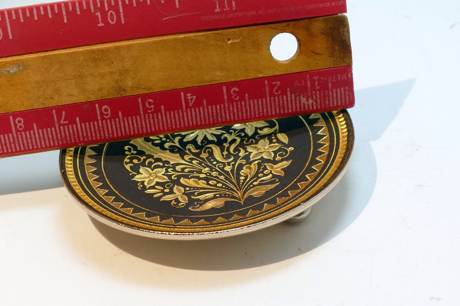 Damascene Black and 24K Gold Footed Decorative Dish Toledo - 7cm floral