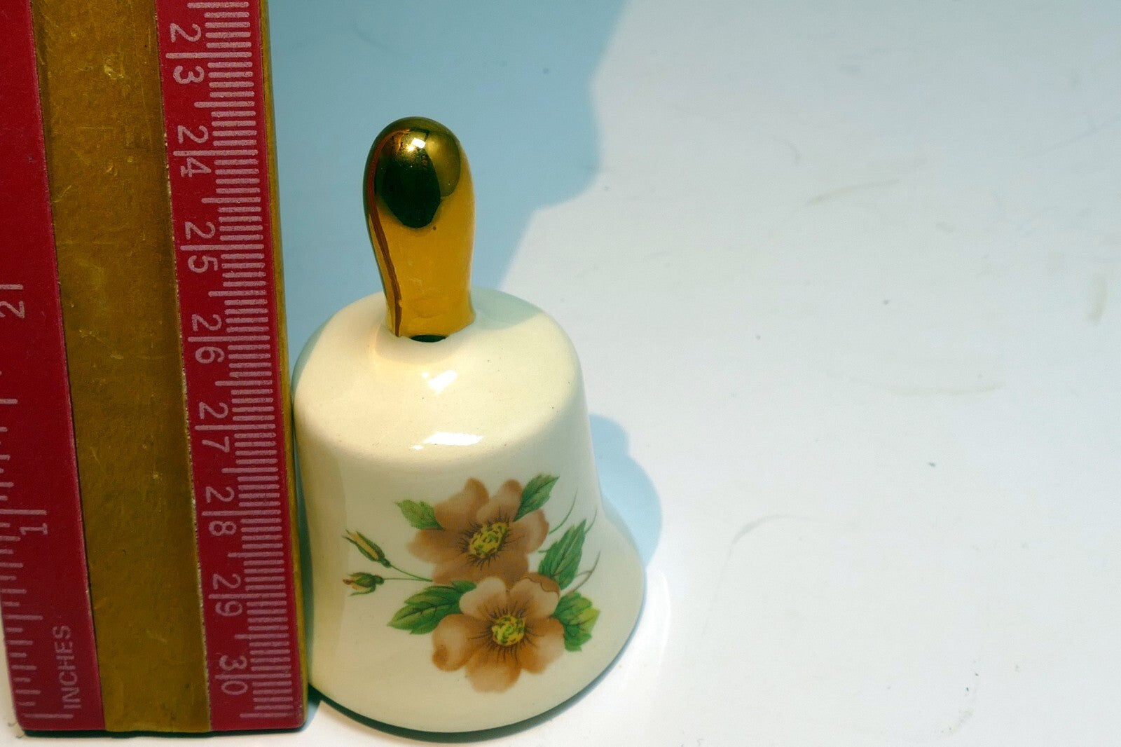 Vintage Hand Painted NIPPON Porcelain Bell D. Pulley Floral 2.5"