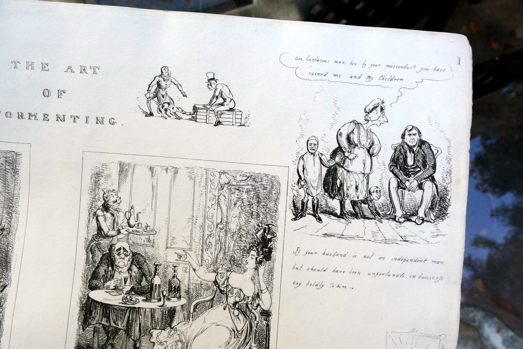 The ART of TORMENTING No 1 HENRY HEATH CARICATURE PRINT  1840 Victorian