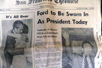 1974 san francisco chronicle nixon resigns / watergate box score plumbers case