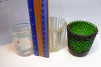 Set of 3 Glass Tealight Candle Holders 2" small beveled frosted Easter bunny