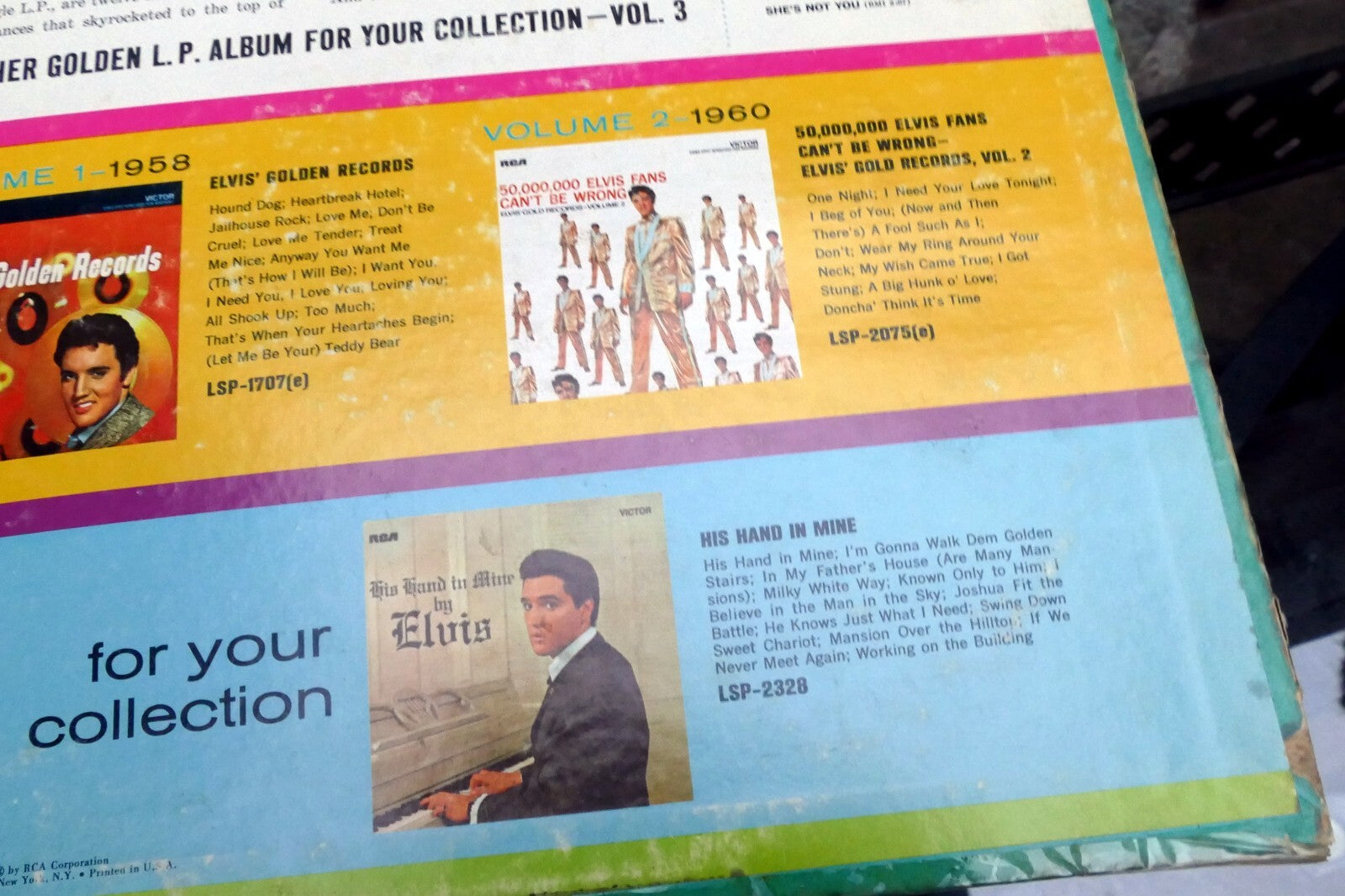 1962 Elvis Presley Golden Records Volume 3 RCA LSP-2765 - ALBUM ART COVER ONLY