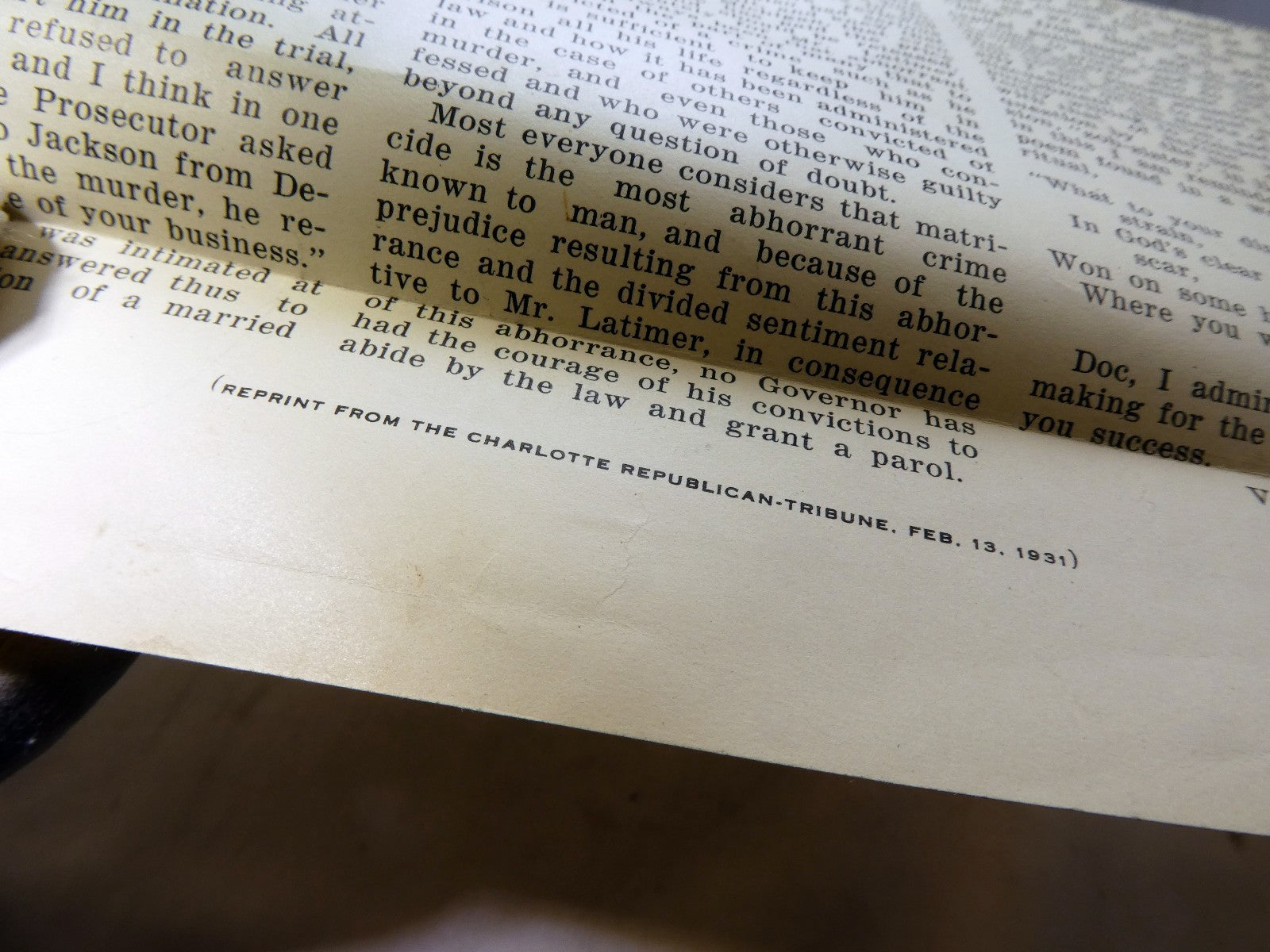 Newspaper Clippings G. Elmer McArthur Pleads Clemency for Robert Irving Matimer