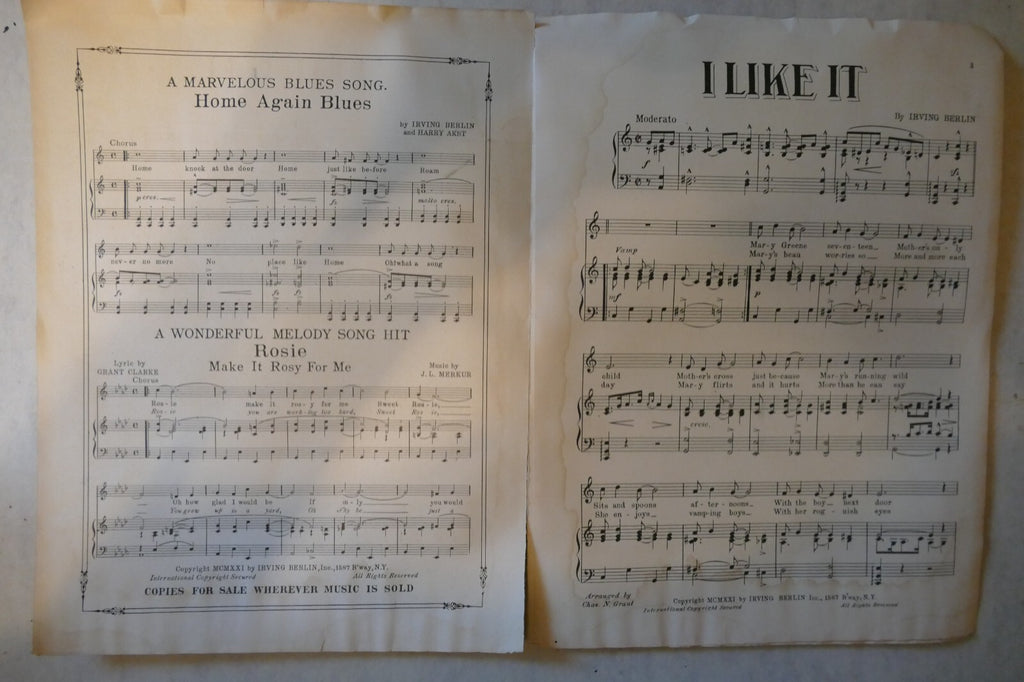 I Like It, 1921, by Irving Berlin, Irving Berlin, Inc.