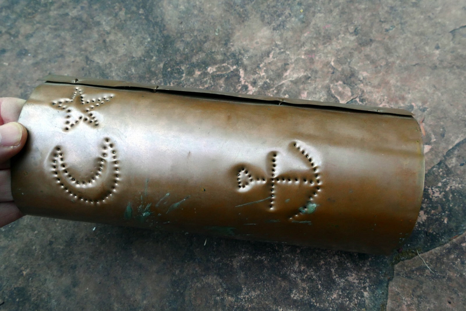 Bronze metal Cover Incense Burning Burner vintage Home made with stars eye moon