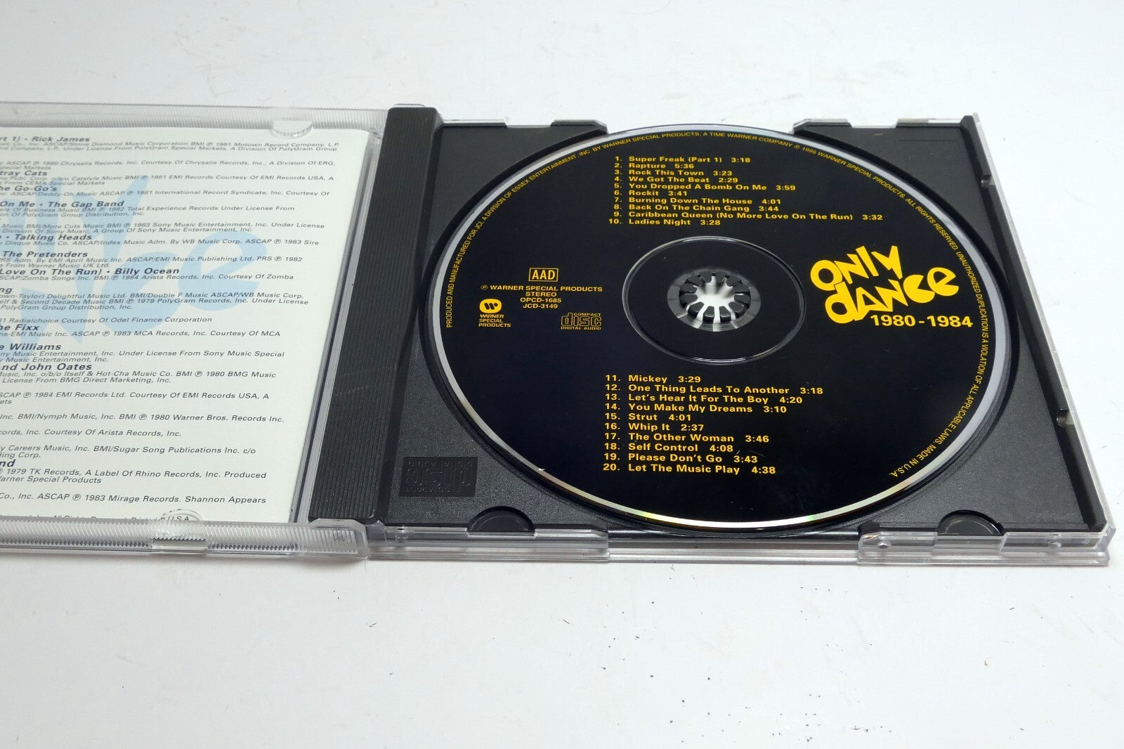 1980-1984 Twenty Hits Only Dance Various Artists CD JCD-3149 Warner Special