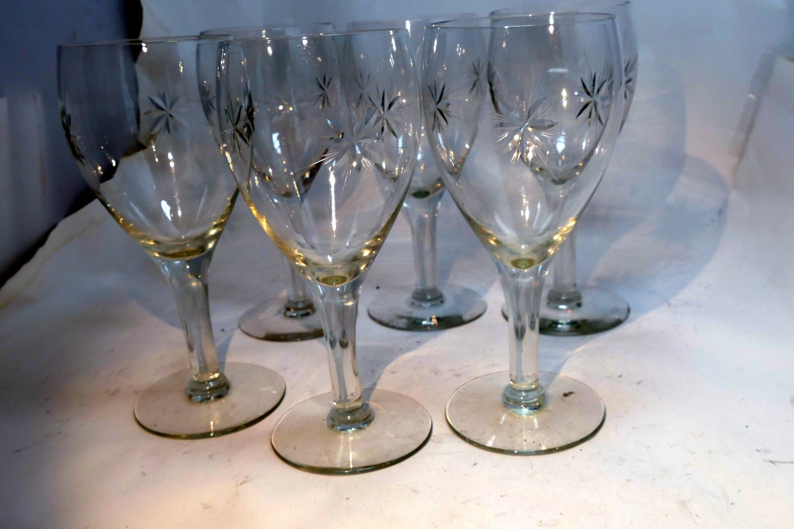 Tiffin-Franciscan Six Point Star Wine Glass Goblet  718403 set of 6 lot twinkle