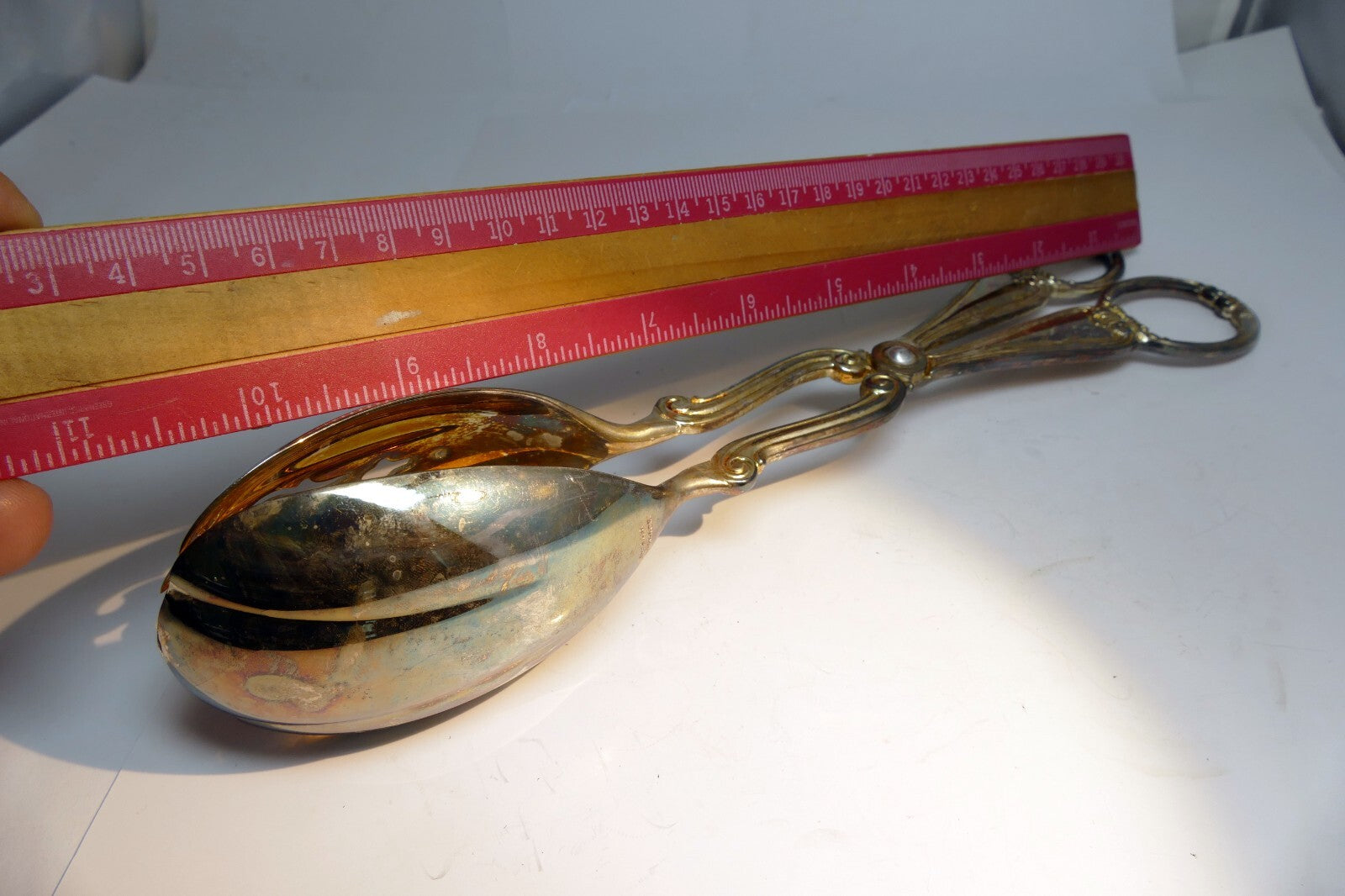 Gorham HERITAGE Silver plate Tongs Salad Fruit Server Italy 10”